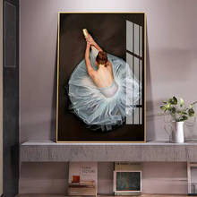 Moderno ballet dança menina pintura da lona estilo nórdico cartaz e impressão figura arte parede para sala de estar quarto corredor casa 2024 - compre barato