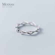 Modian-anillo abierto de diamantes geométricos para mujer, de Plata de Ley 925 auténtica, ajustable, Simple, joyería fina, novedad de 2020 2024 - compra barato