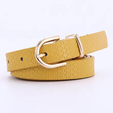 Cinturón dorado con hebilla de Metal para mujer, cinturilla de Pu con Pin, de diseñador para Vaqueros 2024 - compra barato