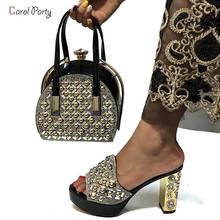 2020 New Arrival Fashion African Women Wedding Matching Italian design Ladies Shoes and Bag Set in Black Color for Party 2024 - buy cheap