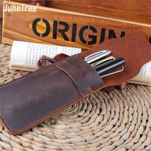 genuine leather Pen Pencil Case Holder Box Bag Storage Container for Fountain Pen Ballpoint Pen brown Accessories notebook 2024 - buy cheap