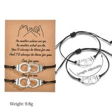 2pcs/set Lucky Black Wax String Handcuffs Charm Bracelet Silver Color Bracelets Jewelry for Women Girls Best Gift 2024 - buy cheap