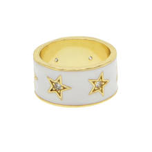 women lady wedding party signet cz star ring jewelry with gold color wide band hear ring for wedding engagement ring gift 2024 - buy cheap