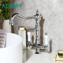 KEMAIDI Bathroom Sink Basin Faucet 360 Swivel 2 Handles Kitchen Deck Mount Bright Chrome Swivel  Washing Basin Mixer Water Taps 2024 - buy cheap