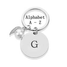 Initial Disc Charm Keychain 26 Initial Letter Alphabet Key Ring A-Z Initial Name Stainless Steel Engraved Keyrings 2024 - buy cheap