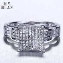 HELON Sterling Silver 925 Pave 0.46CT Natural Diamonds Engagement Wedding Ring Men Noble And Generous Fine Jewelry Diamonds Ring 2024 - buy cheap