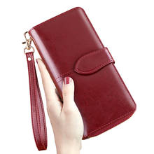 Luxury RFID Wallets for Women Genuine Leather Long Clutch Female Red Purse Large Capacity Woman Blue Card Holder Ladies Wallet 2024 - buy cheap