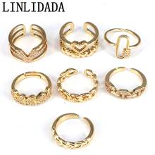 12Pcs  Gold Mix Style Rings For Women Adjustable Multilayer Crystal Open Cuff Finger Rings Stackable CZ Zirconia Jewelry Gifts 2024 - buy cheap