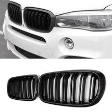 AU05 -Car Carbon Fiber&Gloss Black Double Slats Front Kidney Grille Grill For-BMW X5 F15 X6 F16 X5M F85 X6M F86 2014-2018 2024 - buy cheap