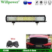 OffRoad 4WD Car Bullbar Fog Lights 450W 17 inch LED Work Light Bar 4x4 Truck SUV UTV Pickup Driving Lamp Lightbar 4 Row LED Bar 2024 - buy cheap