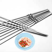 Food grade stainless steel barbecue skewers Reusable flat bbq Needle stick For Shish Kebab outdoor camping picnic BBQ tools 2024 - buy cheap