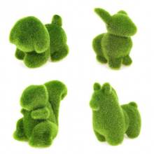 1pc Creative Animal Shaped Green Flocking Toys Alpaca Dog Rabbit Squirrel Artificial Plant Desktop Decorations Kids Gifts 2024 - buy cheap