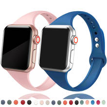 Тонкий ремешок для Apple watch band 44 мм 40 мм 38 мм 42 мм, силиконовый браслет для наручных часов correa iwatch 6 5 4 3 SE 2024 - купить недорого