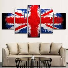 5 piezas de decoración moderna para el hogar, imágenes modulares de la bandera británica para sala de estar, pintura en lienzo impresa en HD, carteles artísticos de pared 2024 - compra barato