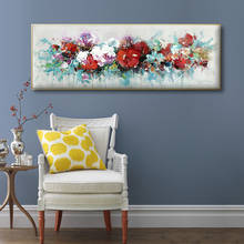 Pintura al óleo hecha a mano sobre lienzo, imagen artística de pared de salón grande, flor abstracta, sala de estar, carteles de decoración de Interior del hogar moderno 2024 - compra barato