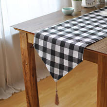 Lychee Black And White Plaid Table Runner Simple Cotton Linen Stripes Table Runner for Home Wedding Birthday Party Outdoor 2024 - buy cheap