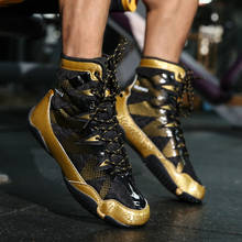 Zapatos de boxeo transpirables para hombre, zapatillas ligeras de lucha libre, Gold Blakc, cómodas 2024 - compra barato