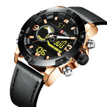 BIDEN военные спортивные часы мужские водонепроницаемые армейские кварцевые аналоговые цифровые часы кожаный ремешок люксовый бренд светодиодный дисплей наручные часы 2024 - купить недорого