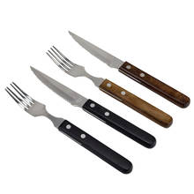 High-grade Stainless Steel Bakelite Wooden Handle Steak Fruit Salad Knife Forks Dinner Fork 4pcs/lot 2024 - compre barato