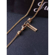 Aazuo-collar de cadena mezclilla para mujer, cadena de oro amarillo original de 18K, estilo Instagram, gran oferta, Au750 2024 - compra barato