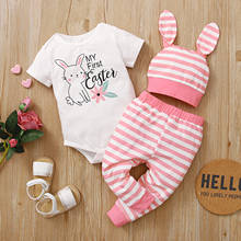 My First Easter Baby Girl Clothes Set 3Pcs Bunny Hat Bodysuit Pants Baby Girls Boys Easter Outfit Newborn Baby Clothing 2024 - buy cheap