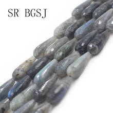 Free Shipping  8x20mm Faceted Gray Labradorite Gems Teardrop Drop Genuine Natural  Stone Beads Strand 15" 2024 - buy cheap