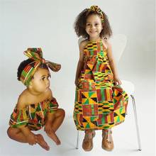 Ropa africana para niñas, peleles estampados a rayas para bebé con diadema, Bazin Riche Dashiki 2024 - compra barato