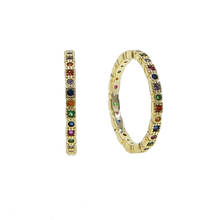 Anillo de circonia cúbica con arcoíris para mujer, joyería colorida, anillos de banda eternity, anillos de boda de circonia cúbica de Color dorado, novedad de 2020 2024 - compra barato