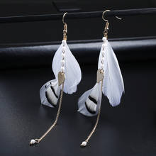 2019 Fashion European American Angel Wing Feather Dangle Earrings Women Delicacy White Black Feather Drop Earring Party Jewelry 2024 - buy cheap