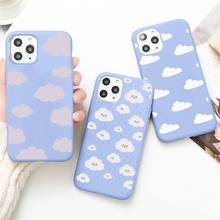 White Cloud Print Phone Case Candy Color for iPhone 6 7 8 11 12 s mini pro X XS XR MAX Plus 2024 - buy cheap