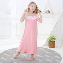 Summer Children Sleepwear White Embroidery Lace Princess Dress Cotton Sleeveless Girls Nightdress  European Kids Nightgowns 2024 - buy cheap