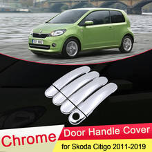 Capa cromada luxuosa para maçaneta do carro, conjunto de acessórios para skoda citigo 2011 2012 2013 2014 2015 2016 2017 2018 2019 2024 - compre barato