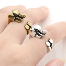 New Arrival Vintage Punk Big Horn Elephant Anel Ring Boho Brass Knuckle Animal Anillos Couple Rings For Women Men Jewelry 2024 - buy cheap