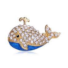 Personality Cartoon Cute Dolphin Whale Brooches for Women Men Rhinestone Pins and Brooch Jewelry Clothes Lapel Pin Enamel Badge 2024 - buy cheap