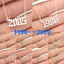 Colares números de aço inoxidável, pingentes dourados personalizados para ano de nascimento, presentes para amigos, 1980 a 2020 anos 2024 - compre barato