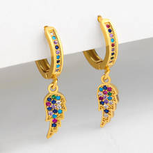 FLOLA Small Angel Wings Earrings For Women Crystal Multicolor Stone Earrings Dangle CZ Zirconia Statement Rainbow Jewelry ersu84 2024 - buy cheap
