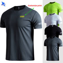 Customize LOGO Breathable Running Shirts Men Tops Tees Quick Dry Short Sleeve Gym Fitness T Shirt Reflective Strips Sportswear 2024 - buy cheap