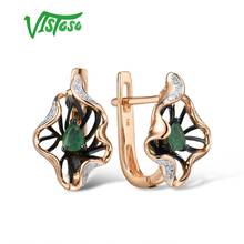 VISTOSO Gold Earrings For Women 14K 585 Rose Gold Sparkling Emerald Luxury Diamond Wedding Band Anniversary Elegant Fine Jewelry 2024 - buy cheap