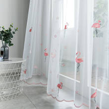 Nordic Tulle Curtains for Living Room Transparent Sheer Curtain with Embroidery Flamingo White Gauze for Bedroom Voile Curtain 2024 - buy cheap