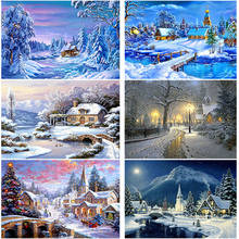 DIY House 5D Diamond Painting Winter Snow Scenery Diamond Embroidery Cross Stitch  Full Round Drill Mosaic Rhinestone Home Decor 2024 - buy cheap