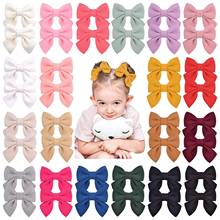 2Pcs/set Cotton Solid Color Hair Bows With Clip For Sweet Girls Hair Clips Boutique Barrettes Hairpins Headwear Hair Accessories 2024 - buy cheap