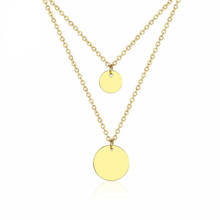 RIR Stainless Steel Minimalist Double Layer Round Gold Coin Necklace Creative Unique Round Medal Ladies Jewellery Necklaces 2024 - buy cheap