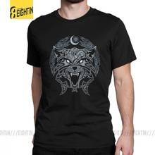 Camiseta masculina lobo de ragnarok, camiseta de algodão puro para homens, manga curta com cor preta 2024 - compre barato