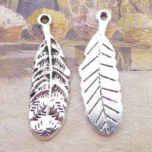 10PCS/Lot 10mm*34mm Pendant Antique Silver Color Feather Charms For DIY Jewelry Making Handmade Craft 2024 - buy cheap