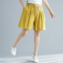 M-3XL Plus Size Cotton Linen Women Shorts Drawstring Waist Loose Wide Leg Summer Shorts Casual White Short Femme Trousers C7247 2024 - buy cheap