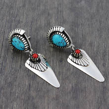 Ladies Retro Distressed Simple Silver Color Stud Earrings Vintage Ethnic Style Individual Earrings for Women Boho Jewelry Gift 2024 - buy cheap