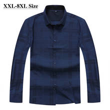 Plus Size 5XL 6XL 7XL 8XL Brand Wool Men's Long-sleeved Shirt High Quality Classic Plaid Business Dress Loose Casual Shirt Male 2024 - buy cheap