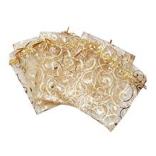 100pcs 9*12CM Jewelry Pouches Wholesale Drawstring Organza Bags Gold Color Jewelry Packaging Bags Drawstring Bags 2024 - buy cheap