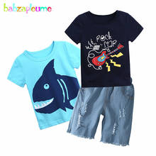 Roupas de bebê 2-7 anos/verão roupa infantil meninos roupas de algodão de desenho animado camiseta de manga curta + shorts denim roupas de crianças bc117 4 2024 - compre barato