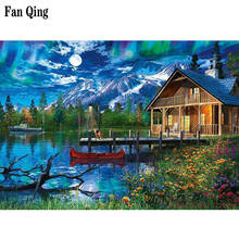 5D DIY Diamond Painting Lake, Chalet, Snow Mountain, Aurora Full Square Round Resin Rhinestone  Embroidery Cross Stitch Mosaic 2024 - buy cheap